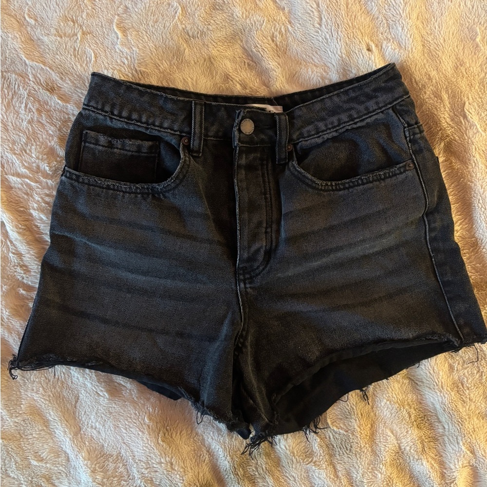 O'Neill Dark Wash High Rise Cuttoff Jean Black Denim Shorts (28)